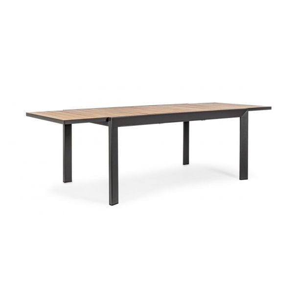 KOVINSKA MIZA BIZZOTTO BELMAR, 160-240X100 CM Raztegljiva miza BELMAR (d/š): 160-240X100 CM. Zgornje letvice so iz umetne mase; izgled lesa. Aluminijast okvir