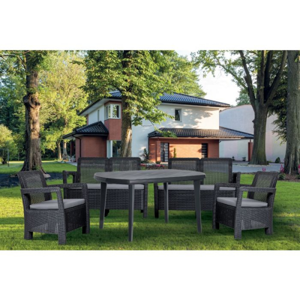 pp-miza-keter-elise-grafitna-3127611-1 prijetna za uporabo in enostavna za sestavljanje - to so glavne prednosti mize Elise. Kot nalašč za družinske obroke ali druženje