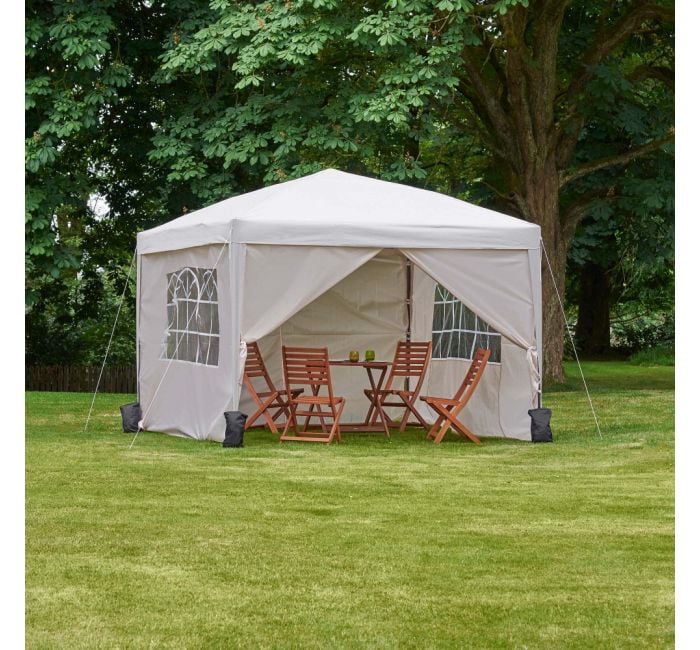 VonHaus Pop Up paviljon 3 x 3m Ivory z utežmi - slika 2