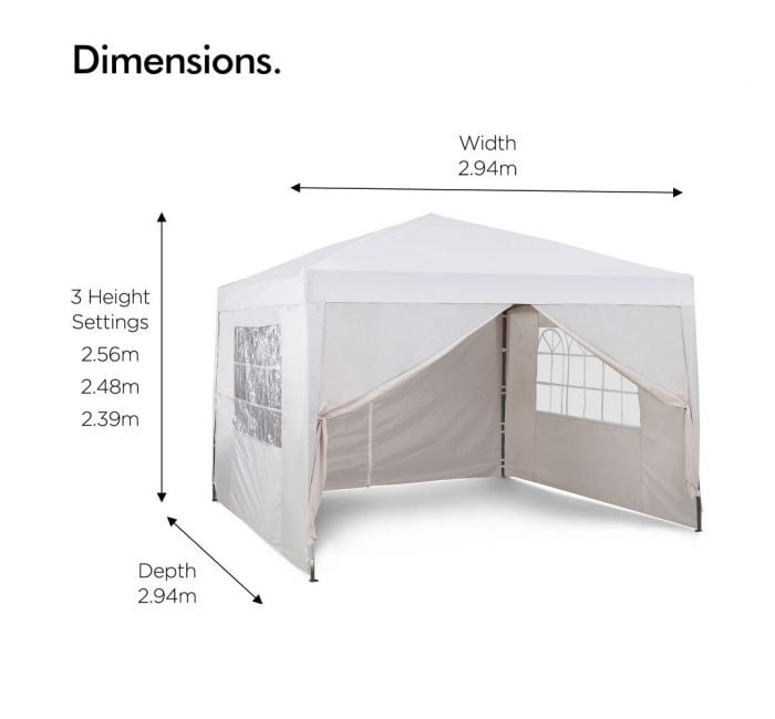 VonHaus Pop Up paviljon 3 x 3m Ivory z utežmi - slika 3
