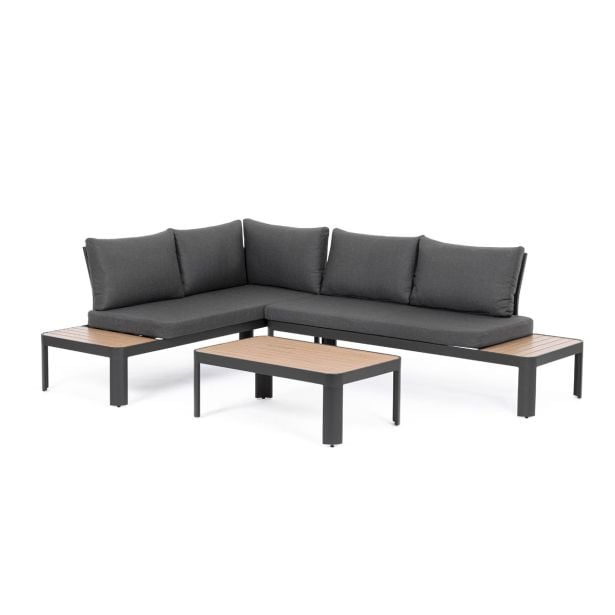 KOVINSKA VRTNA GARNITURA BIZZOTTO NARELLE CHAR YK13 CORNER SOFA SET3 W-CU Eleganten in vzdržljiv kotni kavč NARELLE CHAR YK13 bo vašemu vrtu dodal pridih prestiža. Izdelan iz kakovostnega aluminija in opremljen s trpežnimi