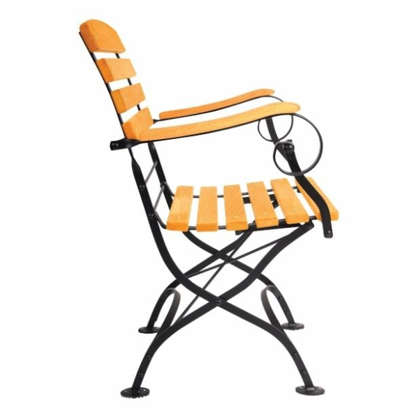 leseni-stol-rondo-maja-z-rokonasloni-robinija-2122624-1 ročno kovano kovinsko ogrodje. Zelo je odporna na spremenljive vremenske razmere na našem klimatskem področju in zato odličen