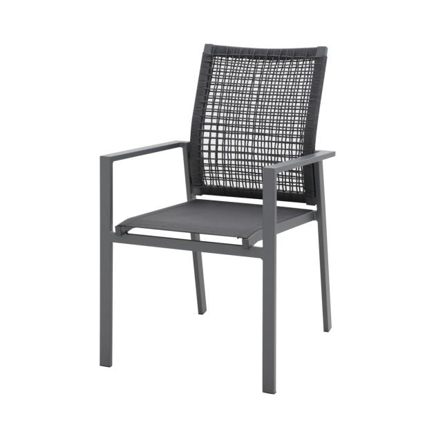 KOVINSKI STOL MQ SUSAN, TEMNO SIVA Mere: 56x62x90 cm.