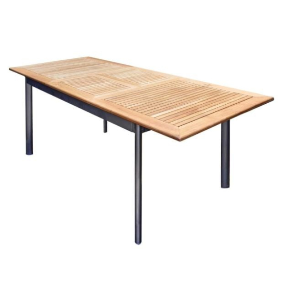 Zložljiva miza linije Monza iz tika in z aluminijastim ogrodjem. Mere (d/š/v) : 152/210x89x75