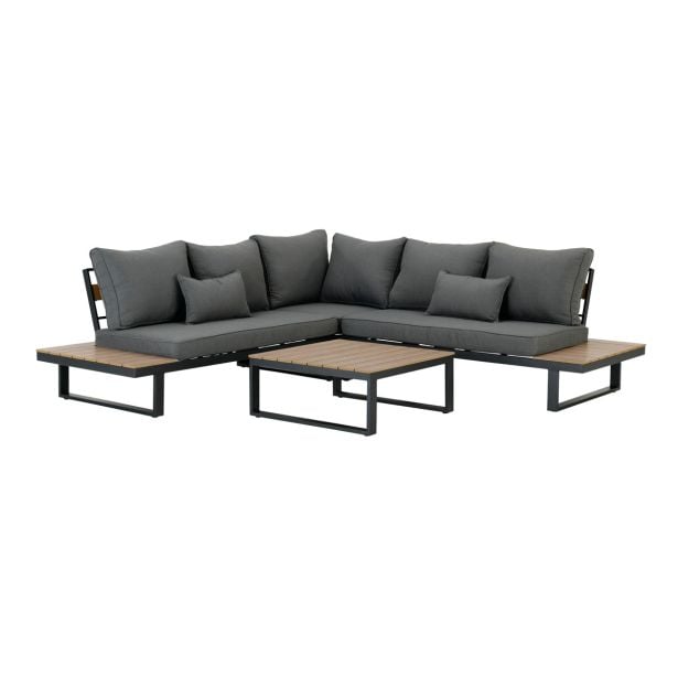 KOVINSKA VRTNA GARNITURA NATERIAL KOTNA CLARA ALU KOTNA VRTNA GARNITURA CLARAMere leva sofa: 83/166/85cmMere desna sofa: 83/166/85cmMere kotni del: 83/83/85cmMere mize: 80/80/34cm