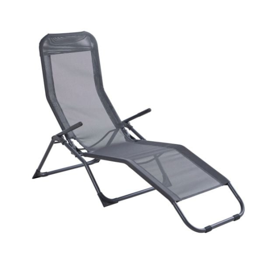 1PX LEŽALNIK KROMA STEEL TEXTILENE 1X1 2 POLOŽAJA TEMNO SIV