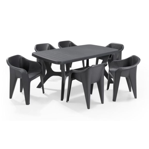 pp-miza-keter-baltimore-grafitna-3265286-1 klasičen dizajn sta značilnosti mize Baltimore. Idealno za družinska srečanja in srečanja s prijatelji. Univerzalni